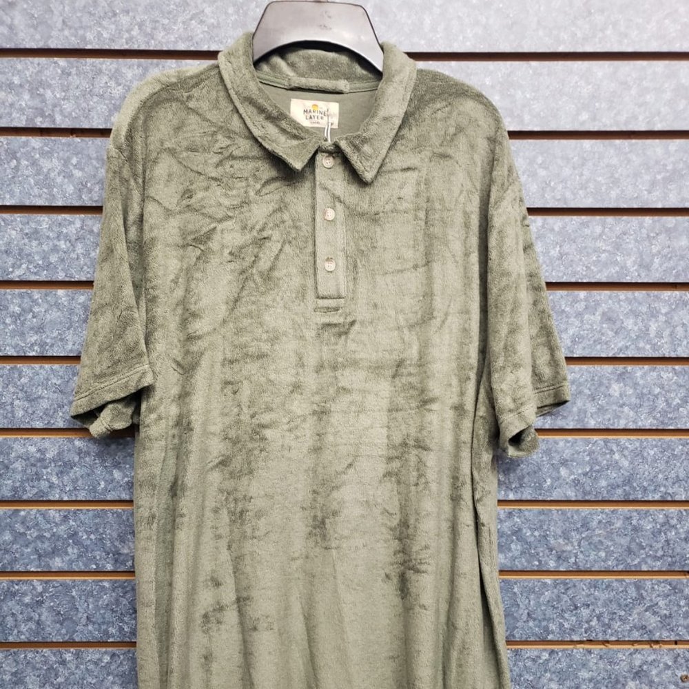 Marine Layer Mens Thyme Arcadia Polo Short Sleeve